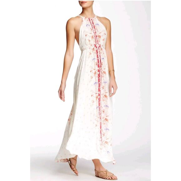 FreePeople Caught in the Moment Maxi Dress, Ivory/ Pink/Prpl Floral, NWOT, SZ.2 - Picture 2 of 10